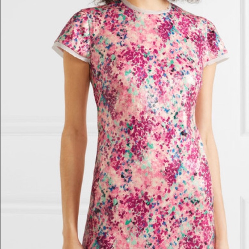 Rachel Zoe Chiffon-trimmed Sequined Printed Dress